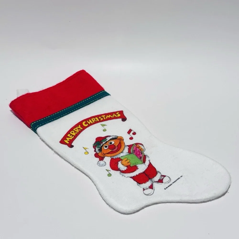 Vintage 90s Christmas Stocking‎ Jim Henson Ernie Sesame Street Felt w Loop